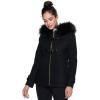 image:imageNine West Womens Faux Fur Trim Hood Toggled JacketBlack