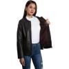 image:imageNine West Womens Leather Zip Jacket BlackDark Brown