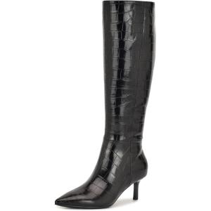 image:imageNine West Womens Kimdee 9x9 Wide CalfBlack Croco 002